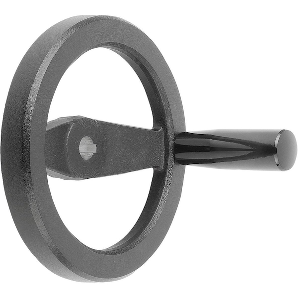 2-Spoke Handwheel D1=100 Reamed Hole W Slot D2=10H7, B3=3, T=11, 4, Aluminum, Black, Comp:Thermoset,